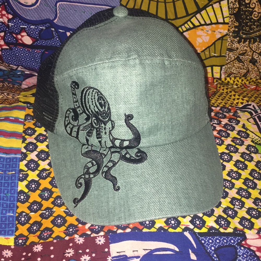 Turtle Fur. Octopus Trucker Hat. Adjustable size.